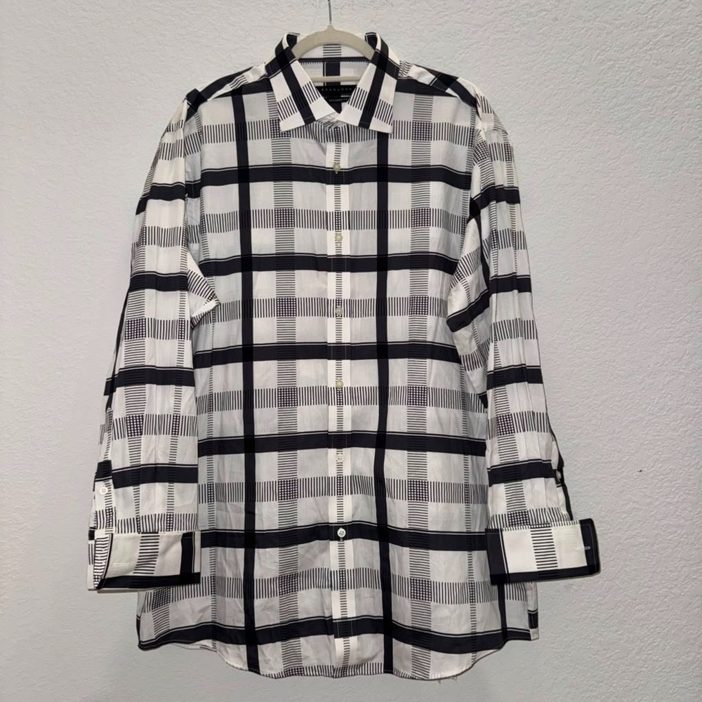 Sean John Tailored Fit Men's Sz 2XL Button Down Shirt Striped French Cuff Retro